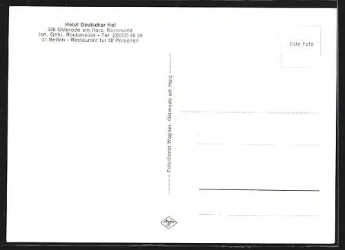 AK Osterode / Harz, Hotel Deutscher Hof, Aussen- und Innenansichten, Inh. Gebr. Rockensüss