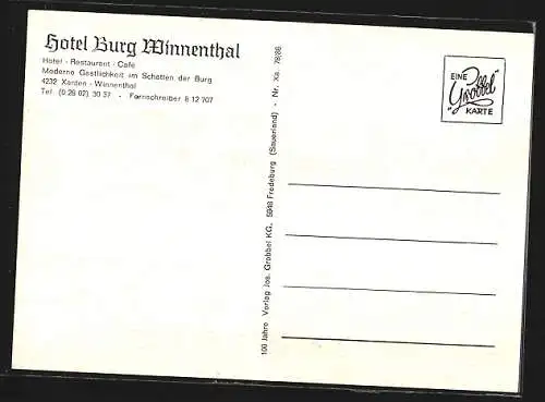 AK Xanten-Winnenthal, Hotel Burg Winnenthal, Springbrunnen und Aussenansicht