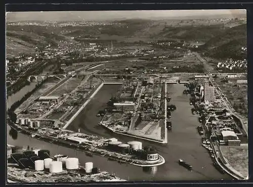 AK Stuttgart, Neckarhafen, Fliegeraufnahme