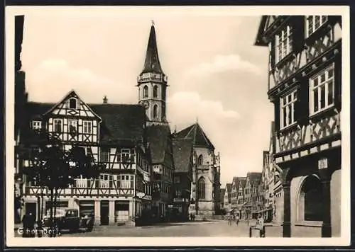 AK Schorndorf / Württ., Gottlieb-Daimler-Strasse mit Gaststätte zum Elefanten