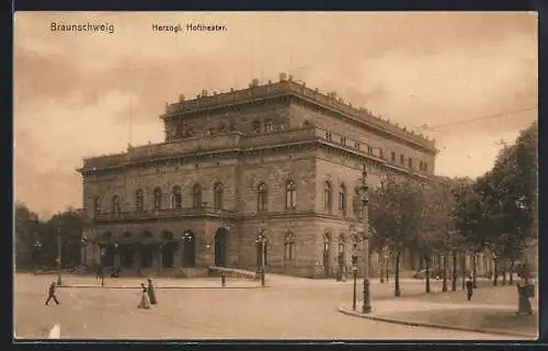 AK Braunschweig, Strassenpartie und Herzogl. Hoftheater