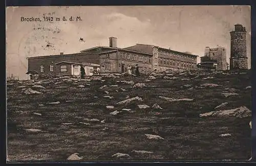 AK Brocken, Aussichtsturm und Hotel auf dem Gipfel