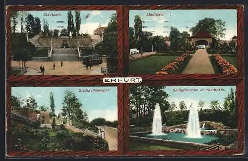 AK Erfurt, Stadtpark, Anlagen, Springbrunnen