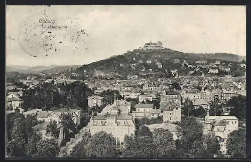 AK Coburg, Stadt-Panorama mit Veste