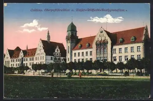 AK Coblenz, Oberpostdirektion und Kaiser-Wilhelm-Realgymnasium