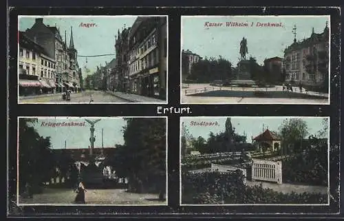 AK Erfurt, Anger, Kaiser Wilhelm I. Denkmal, Kriegerdenkmal, Stadtpark