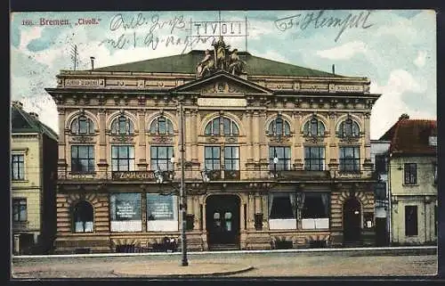 AK Bremen, Tivoli-Theater mit Gasthaus zum Hackerbräu