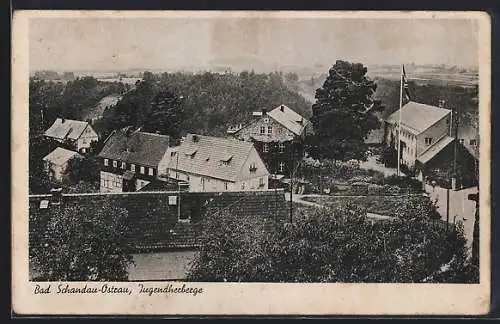 AK Bad Schandau-Ostrau, Teilansicht mit Jugendherberge