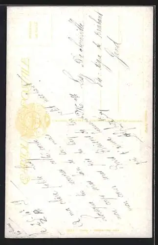 AK Liebespaar liegt sich in den Armen und küsst sich, Art Deco