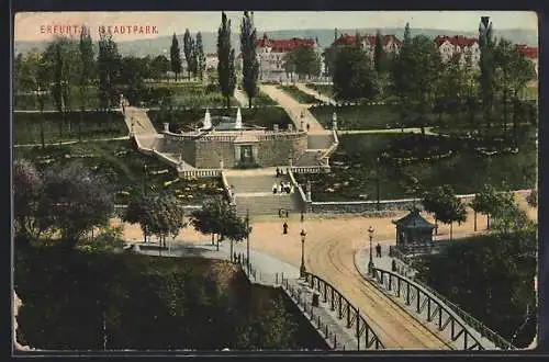 AK Erfurt, Stadtpark aus der Vogelschau