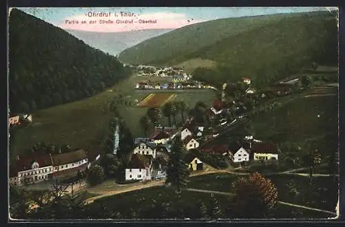 AK Ohrdruf i. Thür., Partie an der Strasse Ohrdruf-Oberhof