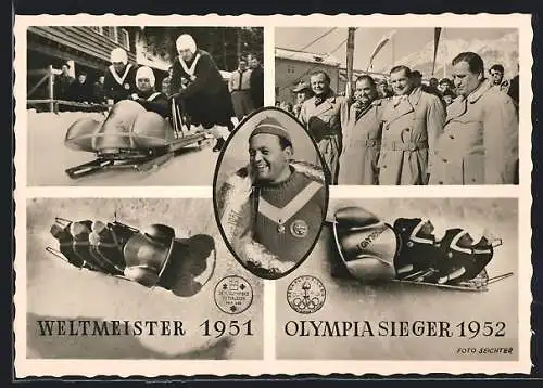 AK Weltmeister im Bobfahren 1951, Olympiasieger 1952, Schlitten