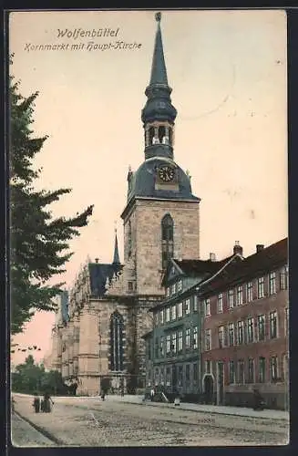 AK Wolfenbüttel, Kornmarkt mit Haupt-Kirche