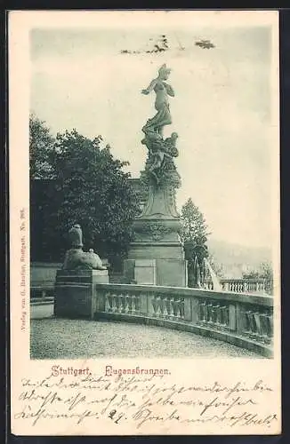 AK Stuttgart, Eugensbrunnen um 1900