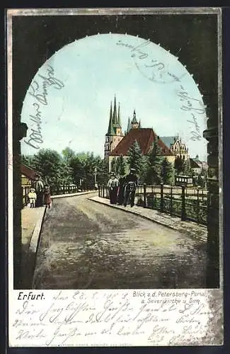 AK Erfurt, Petersberg-Portal mit Severikirche und Dom