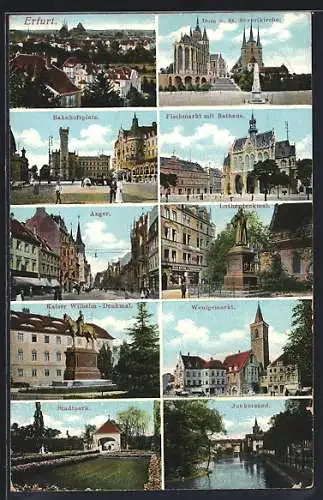 AK Erfurt, Fischmarkt mit Rathaus, Anger, Wenigemarkt, Junkersand