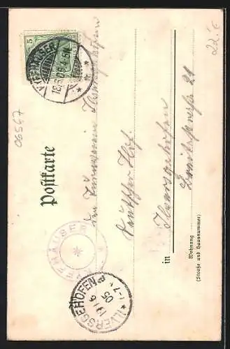 Lithographie Bad Frankenhausen, Denkmal am Kyffhäuser