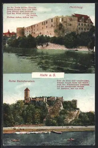 AK Halle /Saale, Moritzburg und Ruine Giebichenstein