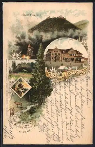 Lithographie Inselsberg, Gothaisches Hotel, Gesamtansicht, Thorstein, Zwerg