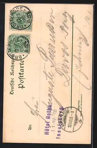 Lithographie Inselsberg, Gothaisches Hotel, Gesamtansicht, Thorstein, Zwerg