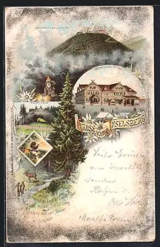 Lithographie Inselsberg, Gothaisches Hotel, Gesamtansicht, Thorstein, Zwerg