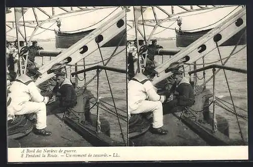 Stereo-AK A Bord des Navires de guerre, Pendant la Route, Un moment de causerie, Kriegsschiff