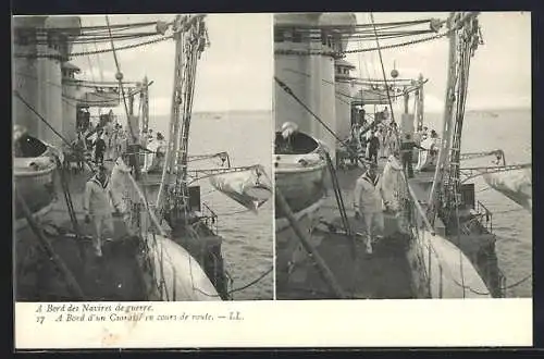 Stereo-AK A Bord des Navires de guerre, A Bord d'un Cuirassé en cours de route, Kriegsschiff