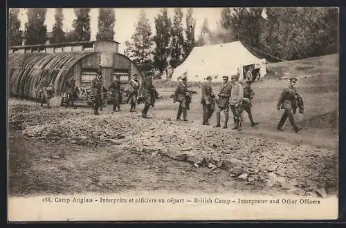 AK British Camp, Interpreter and Officers, britische Soldaten in Uniform