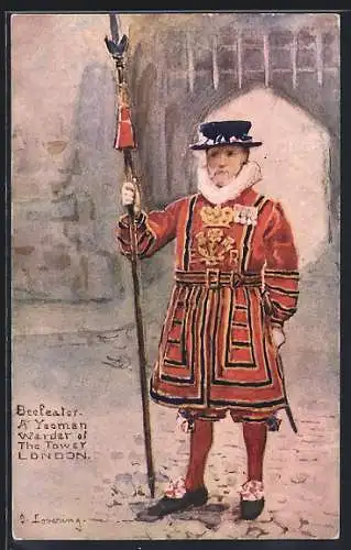 Künstler-AK London, A Yeoman, Warder of the Tower of London