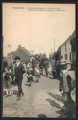 AK Huissignies, Fete Patriotique 1920, La Belgique glorifiee