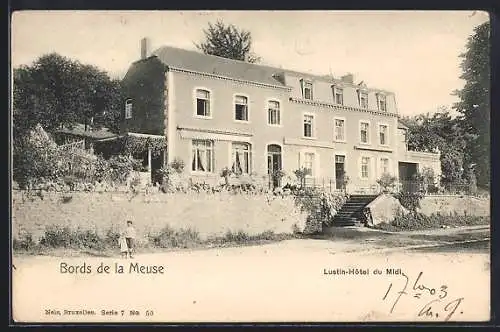 AK Lustin, Bords de la Meuse, Hôtel du Midi