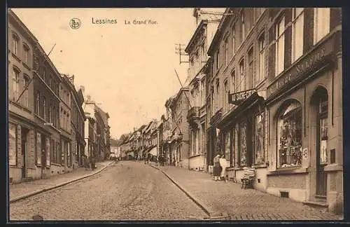 AK Lessines, La Grand`Rue, Strassenpartie