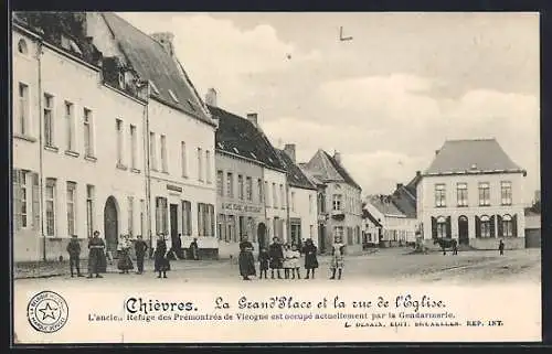 AK Chièvres, La Grand`Place et la rue de l`Eglise