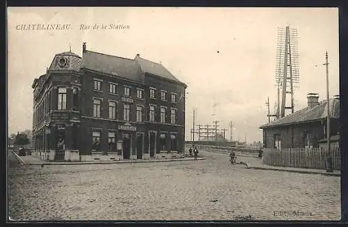 AK Chatelineau, Rue de la Station, Strassenpartie