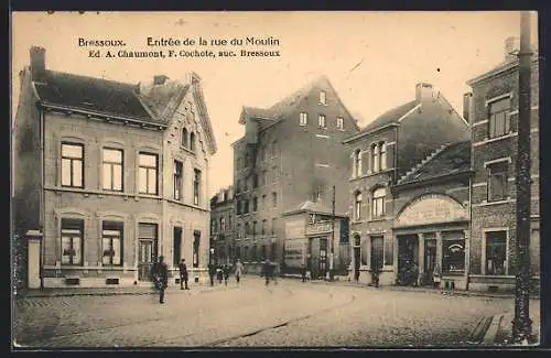 AK Bressoux, Entrée de la rue du Moulin, Strassenpartie