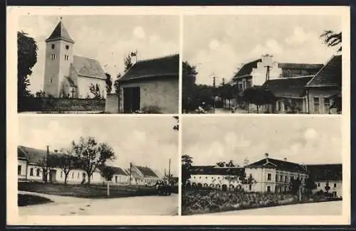 AK Zatcany, Kirche, Gebäude im Ort