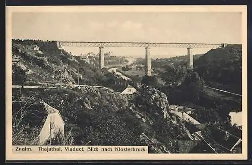 AK Znaim im Thajathal, Viaduct, Blick nach Klosterbruck