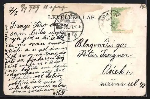 AK Maria Gyüd, Totalansicht mit bewaldetem Hügel im Hintergrund