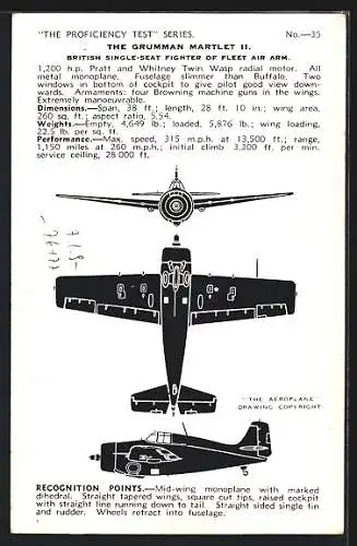AK New British Fighter Plane Martlet, Flugzeug der Royal Air Force