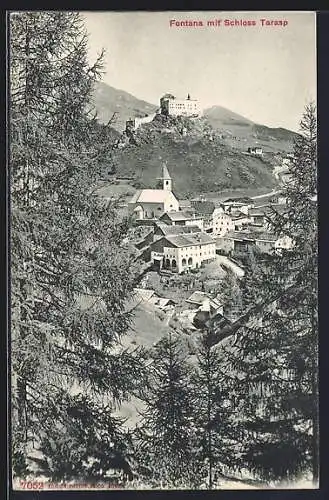 AK Fontana, Panorama mit Schloss Tarasp