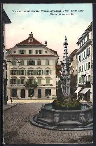 AK Luzern, Bekleidungshaus der Gebr. Gränicher am Weinmarkt