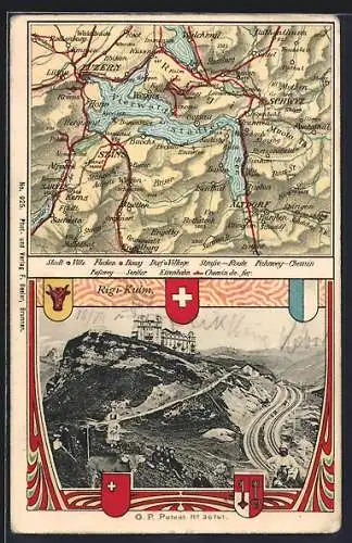 AK Rigi-Kulm, Ortsansicht und Landkarte der Umgebung