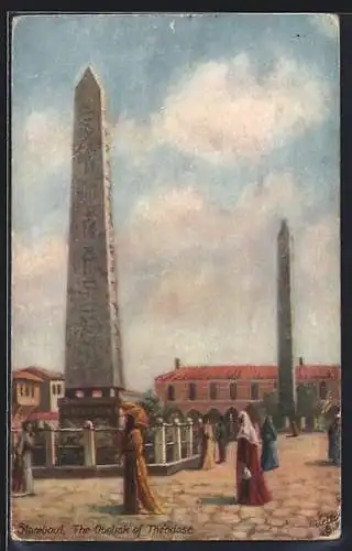 Künstler-AK Stamboul, the Obelisk of Theodose