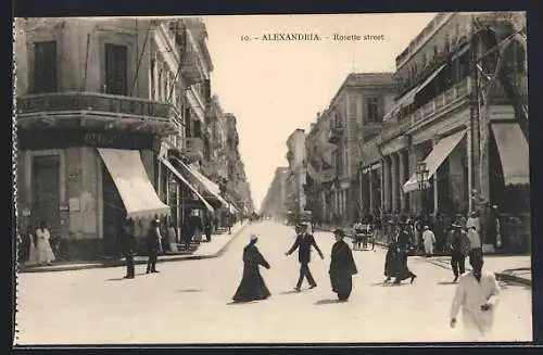 AK Alexandrie / Alexandria, Rue Rosette, Strassenpartie