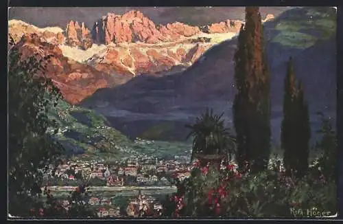 Künstler-AK Rudolf Alfred Höger: Bolzano, Panorama