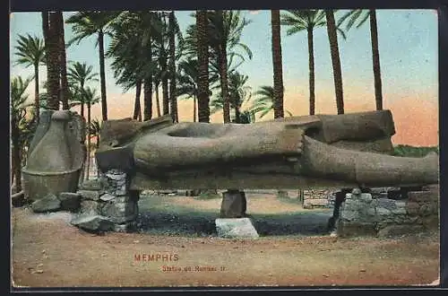 AK Memphis, Statue de Ramses II., Ausgrabung