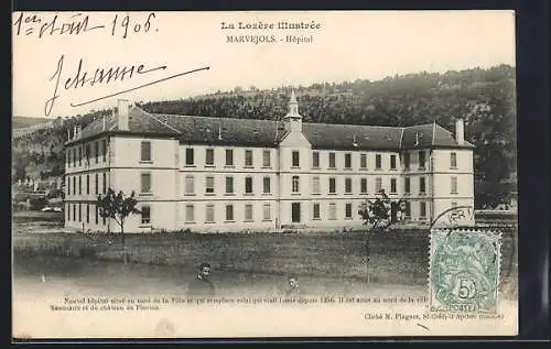 AK Marvejols, Hôpital avec vue sur les collines environnantes