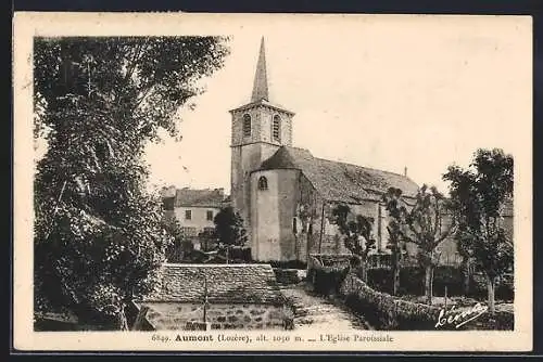 AK Aumont, L`Église Paroissiale et vue du village