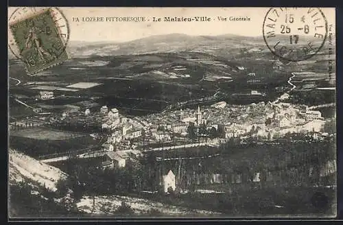 AK Malzieu-Ville, Vue générale pittoresque de la Lozère