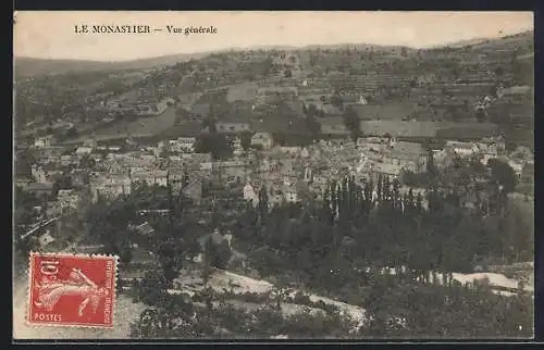 AK Le Monastier, Vue générale du village et des collines environnantes